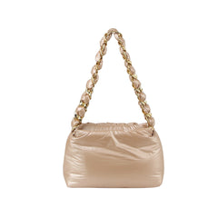 Puffy Chain Shoulder Bag With Metallic Shine
