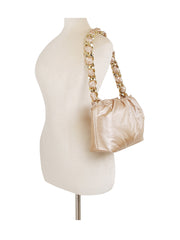 Puffy Chain Shoulder Bag With Metallic Shine