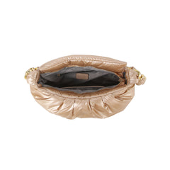 Puffy Chain Shoulder Bag With Metallic Shine