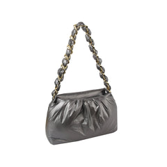 Puffy Chain Shoulder Bag With Metallic Shine