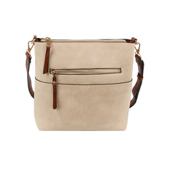 Daily Leather Front Zipper Crossbody Bag
