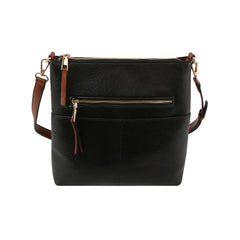 Daily Leather Front Zipper Crossbody Bag