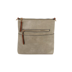Daily Leather Front Zipper Crossbody Bag