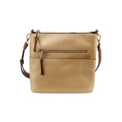 Daily Leather Front Zipper Crossbody Bag