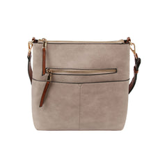 Daily Leather Front Zipper Crossbody Bag
