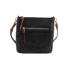 Daily Leather Front Zipper Crossbody Bag