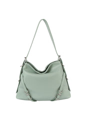 Buckle detail soft leather hobo bag