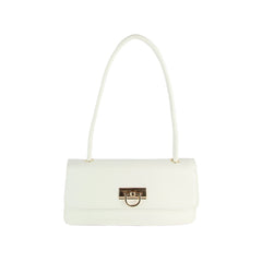 Top Handle Gold Clasp Boxy Shoulder Bag