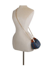 Petite Gold Stone Studded Denim Crossbody