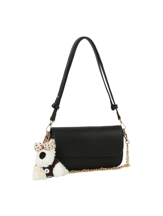 Plush Charm Chain Shoulder Bag