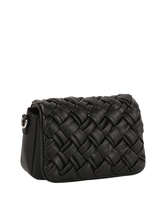 Woven Flap Shoulder Bag
