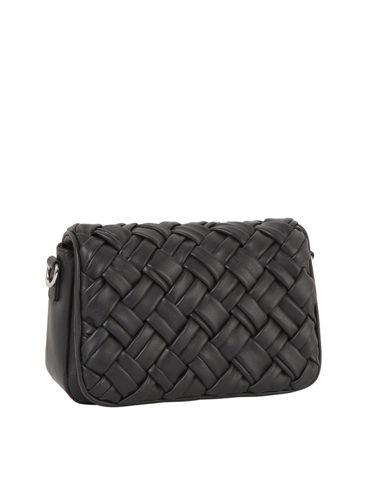 Woven Flap Shoulder Bag