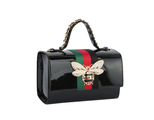 Ladies Satchel Purse Bee Charm Pendant Handbag