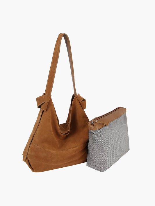 Women 2 in 1 Leather Hobo Handbag Tote Purse
