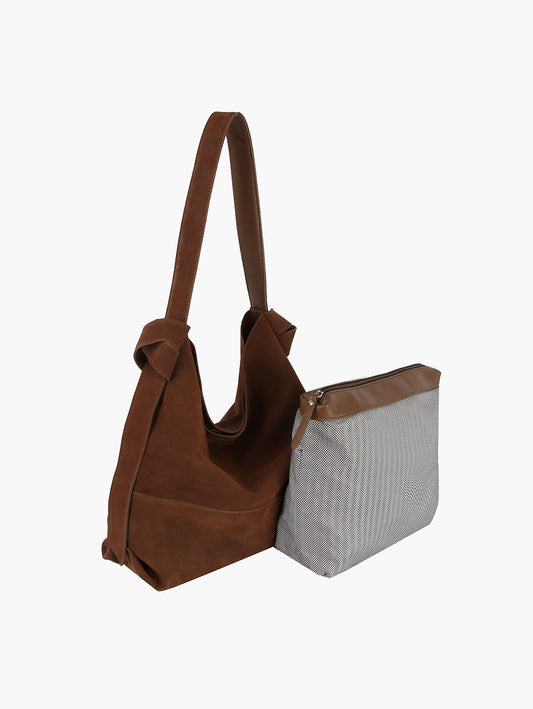 Women 2 in 1 Leather Hobo Handbag Tote Purse