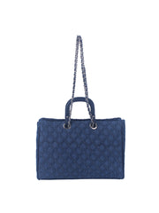 Quilted Design Denim Tote Handbag