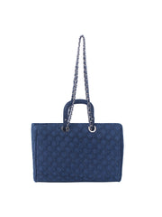 Quilted Design Denim Tote Handbag