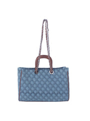 Quilted Design Denim Tote Handbag