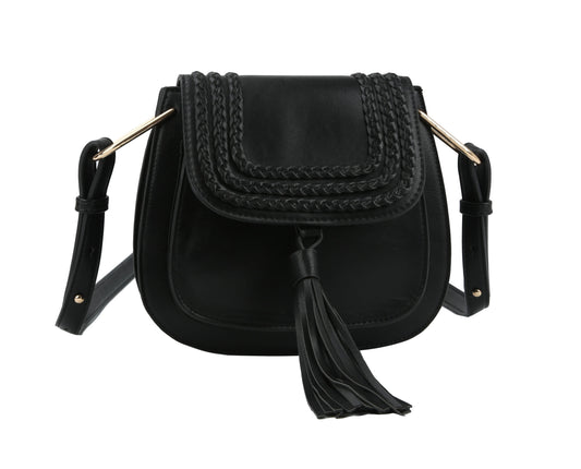 Fashion Tassel Saddle Crossbody Bag Vegan Pu Leather
