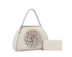 D-0690W Fashion Flower Shape Tote Handbag With Matching Wallet