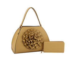 D-0690W Fashion Flower Shape Tote Handbag With Matching Wallet