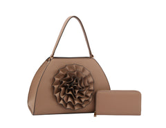 D-0690W Fashion Flower Shape Tote Handbag With Matching Wallet