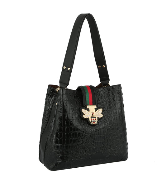 Fashion Croco Bee Stripe Hobo handbag