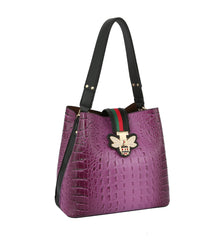 Fashion Croco Bee Stripe Hobo Handbag