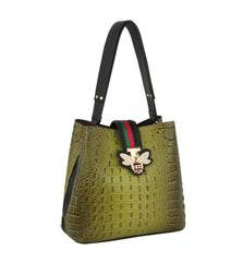 Fashion Croco Bee Stripe Hobo Handbag