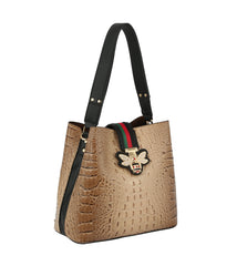 Fashion Croco Bee Stripe Hobo Handbag
