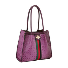 Fashion Croco Bee Stripe Detailed Top Satchel Bag