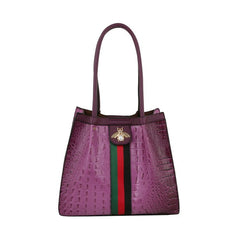 Fashion Croco Bee Stripe Detailed Top Satchel Bag