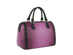 Fashion Croco Satchel With Bee And Stripe