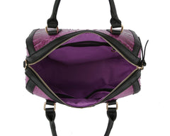 Fashion Croco Satchel With Bee And Stripe