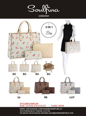 Fashion Cherry Monogram Satchel With Wallet 3-1 Set