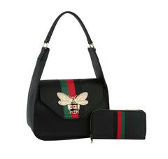 Designer Fashion Bee Satchel With Matching Wallet Set