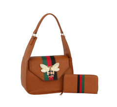 Designer Fashion Bee Satchel With Matching Wallet Set
