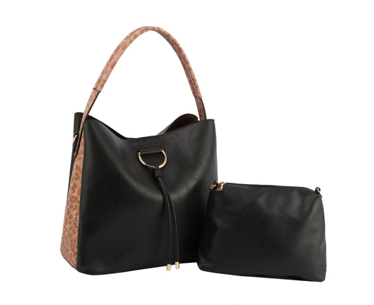 Fashion Leoprad Trim Hobo with Pouch