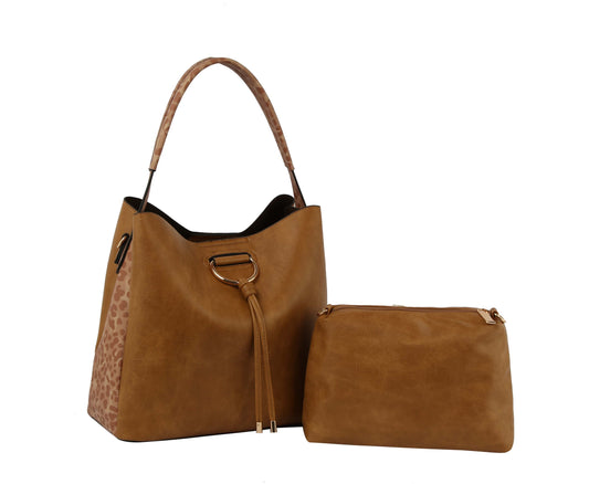 Fashion Leoprad Trim Hobo with Pouch
