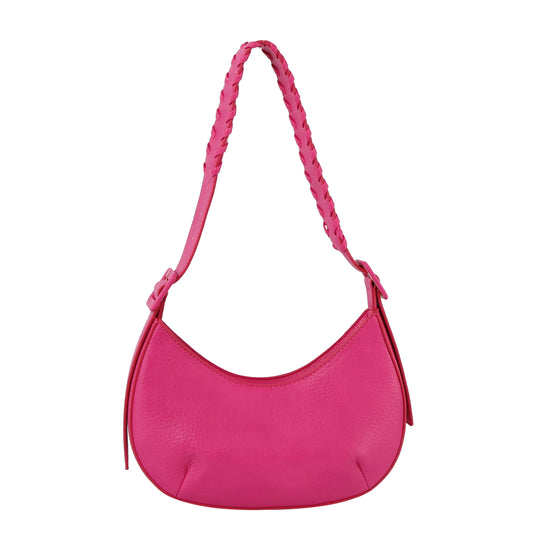 Buckle detailed half moon shoulder bag