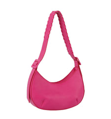 Buckle Detailed Half Moon Shoulder Bag