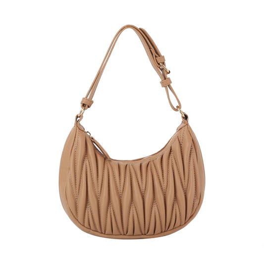 Quilted half moon shoulder bag