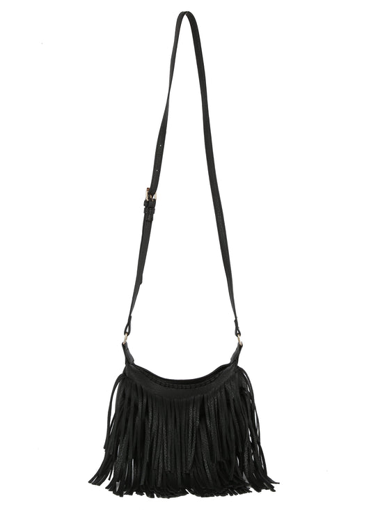 Whipstitching detail fringe crossbody
