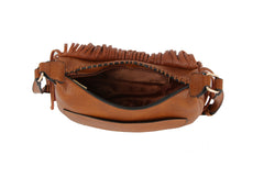 Whipstitching detail fringe crossbody