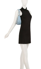 Quilted Sequins Denim Shoulder Bag