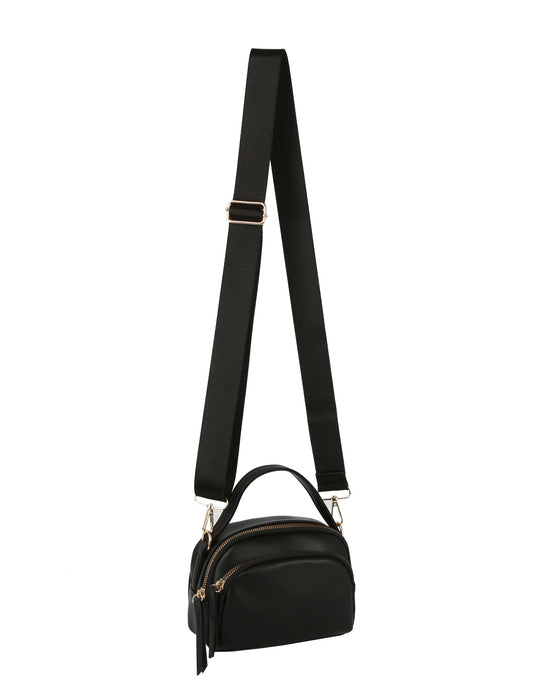 Double zip top handle camera crossbody