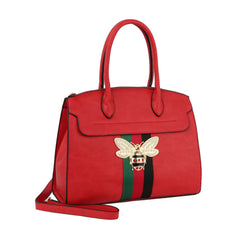 Fashion Bee Stripe Top Handle Satchel With Wallet
