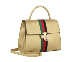 Fashion Bee Stripe Satchel With Wallet