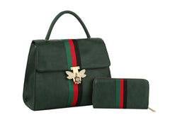 Fashion Bee Stripe Satchel With Wallet