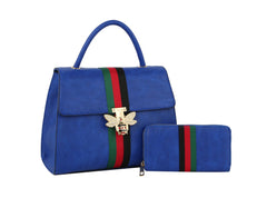 Fashion Bee Stripe Satchel With Wallet